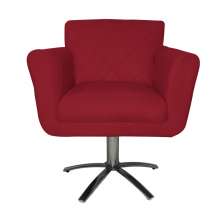 Poltrona Decorativa Isabela em Tressê Pés Metal Giratório Suede Vermelho - DS Estofados