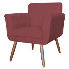 Poltrona Decorativa Isabela em Tressê Suede Bordô - DS Estofados