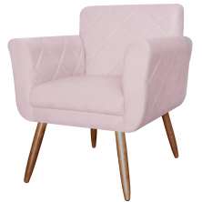Poltrona Decorativa Isabela em Tressê Suede Rosê - DS Estofados