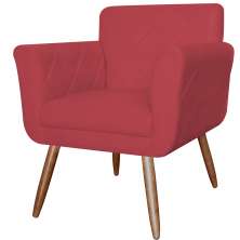 Poltrona Decorativa Isabela em Tressê Suede Vermelho - DS Estofados