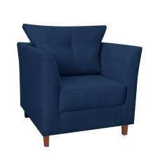 Poltrona Decorativa Isis Pés de Madeira Suede Azul Marinho - DS Estofados