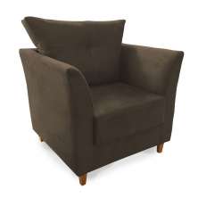 Poltrona Decorativa Isis Pés de Madeira Suede Marrom - DS Estofados