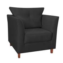 Poltrona Decorativa Isis Pés de Madeira Suede Preto - DS Estofados