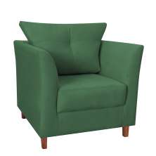 Poltrona Decorativa Isis Pés de Madeira Suede Verde - DS Estofados