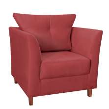 Poltrona Decorativa Isis Pés de Madeira Suede Vermelho - DS Estofados