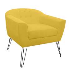 Poltrona Decorativa Jolly Pés Aramado Suede Amarelo - DS Estofados