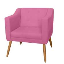 Poltrona Decorativa Lavinia Pés Palito Suede Rosa - DS Estofados