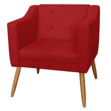 Poltrona Decorativa Lavinia Pés Palito Suede Vermelho - DS Estofados
