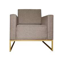 Poltrona Decorativa Leticia Slim Com Base de Metal Linho Cacau - DS Estofados