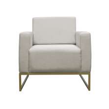 Poltrona Decorativa Leticia Slim Com Base de Metal Suede Bege - DS Estofados