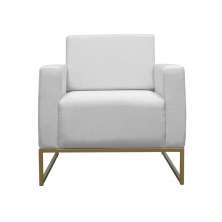 Poltrona Decorativa Leticia Slim Com Base de Metal Suede Branco - DS Estofados