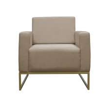 Poltrona Decorativa Leticia Slim Com Base de Metal Suede Capuccino - DS Estofados
