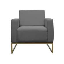 Poltrona Decorativa Leticia Slim Com Base de Metal Suede Cinza - DS Estofados