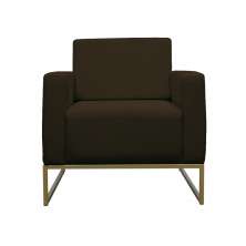 Poltrona Decorativa Leticia Slim Com Base de Metal Suede Marrom - DS Estofados
