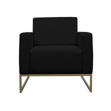 Poltrona Decorativa Leticia Slim Com Base de Metal Suede Preto - DS Estofados