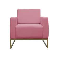 Poltrona Decorativa Leticia Slim Com Base de Metal Suede Rosa - DS Estofados