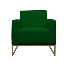 Poltrona Decorativa Leticia Slim Com Base de Metal Suede Verde - DS Estofados