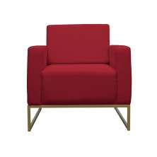 Poltrona Decorativa Leticia Slim Com Base de Metal Suede Vermelho - DS Estofados