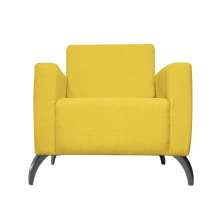 Poltrona Decorativa Leticia Slim Pés Alumínio Suede Amarelo - DS Estofados