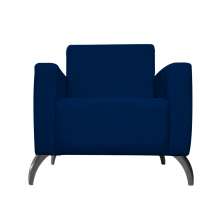 Poltrona Decorativa Leticia Slim Pés Alumínio Suede Azul Marinho - DS Estofados