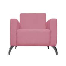 Poltrona Decorativa Leticia Slim Pés Alumínio Suede Rosa - DS Estofados
