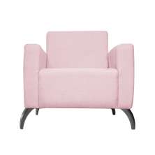 Poltrona Decorativa Leticia Slim Pés Alumínio Suede Rosa Bebê - DS Estofados