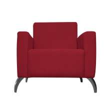 Poltrona Decorativa Leticia Slim Pés Alumínio Suede Vermelho - DS Estofados