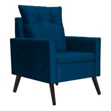 Poltrona Decorativa Ligia Luxo Veludo Azul Marinho - DS Estofados
