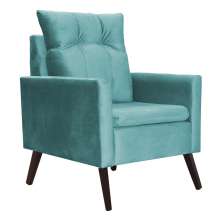 Poltrona Decorativa Ligia Luxo Veludo Azul Turquesa - DS Estofados