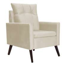 Poltrona Decorativa Ligia Luxo Veludo Bege - DS Estofados