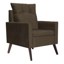 Poltrona Decorativa Ligia Luxo Veludo Marrom - DS Estofados