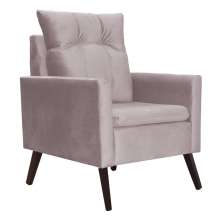 Poltrona Decorativa Ligia Luxo Veludo Rosê - DS Estofados
