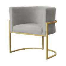 Poltrona Decorativa Luana Base em Metal Linho Bege