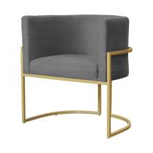 Poltrona Decorativa Luana Base em Metal Linho Cinza