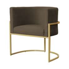 Poltrona Decorativa Luana Base em Metal Linho Marrom