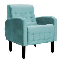 Poltrona Decorativa Luiza Para Sala de Tv Veludo Azul Turquesa - DS Estofados