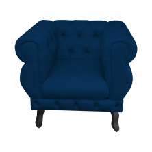 Poltrona Decorativa Maya Pés Luis XV Suede Azul Marinho - DS Estofados