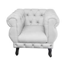 Poltrona Decorativa Maya Pés Luis XV Suede Branco - DS Estofados