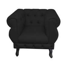 Poltrona Decorativa Maya Pés Luis XV Suede Preto - DS Estofados