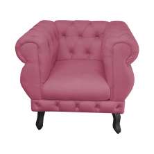 Poltrona Decorativa Maya Pés Luis XV Suede Rosa - DS Estofados