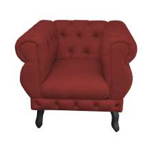 Poltrona Decorativa Maya Pés Luis XV Suede Vermelho - DS Estofados
