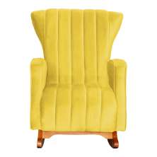 Poltrona Decorativa Melinda Pés Balanço Suede Amarelo