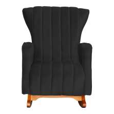 Poltrona Decorativa Melinda Pés Balanço Suede Preto