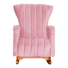Poltrona Decorativa Melinda Pés Balanço Suede Rosa