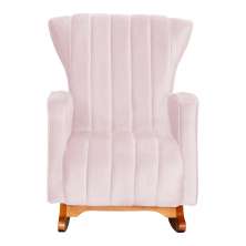 Poltrona Decorativa Melinda Pés Balanço Suede Rosa