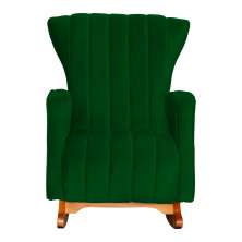 Poltrona Decorativa Melinda Pés Balanço Suede Verde