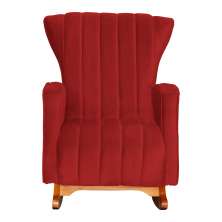 Poltrona Decorativa Melinda Pés Balanço Suede Vermelho