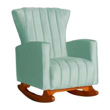 Poltrona Decorativa Melinda Pés Balanço Veludo Acqua