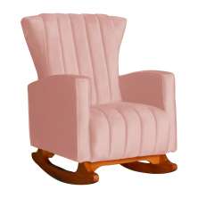 Poltrona Decorativa Melinda Pés Balanço Veludo Rosa