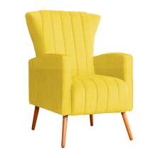 Poltrona Decorativa Melinda Pés Palito Suede Amarelo